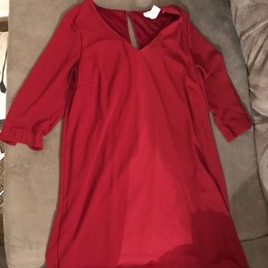 Deep red long sleeve dress